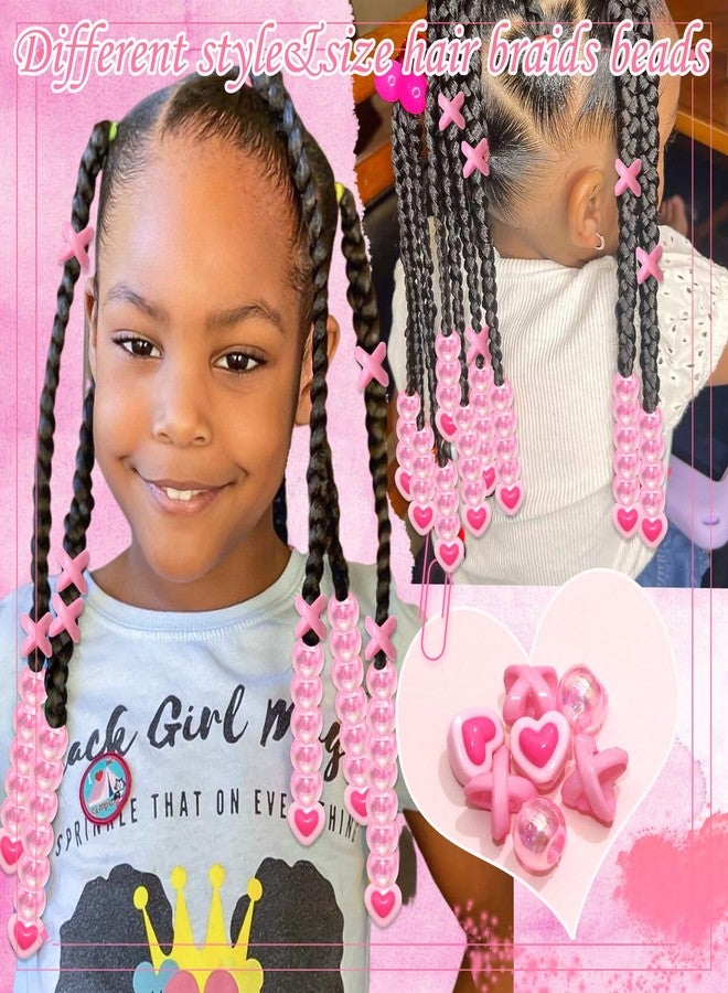 VENOFEN 60PCS Light Pink Hair Beads for Braids Loc Dreadlock Jewelry AB Color Round Bead Accessories Cute Acrylic Beads for Kids Girls - Image 3
